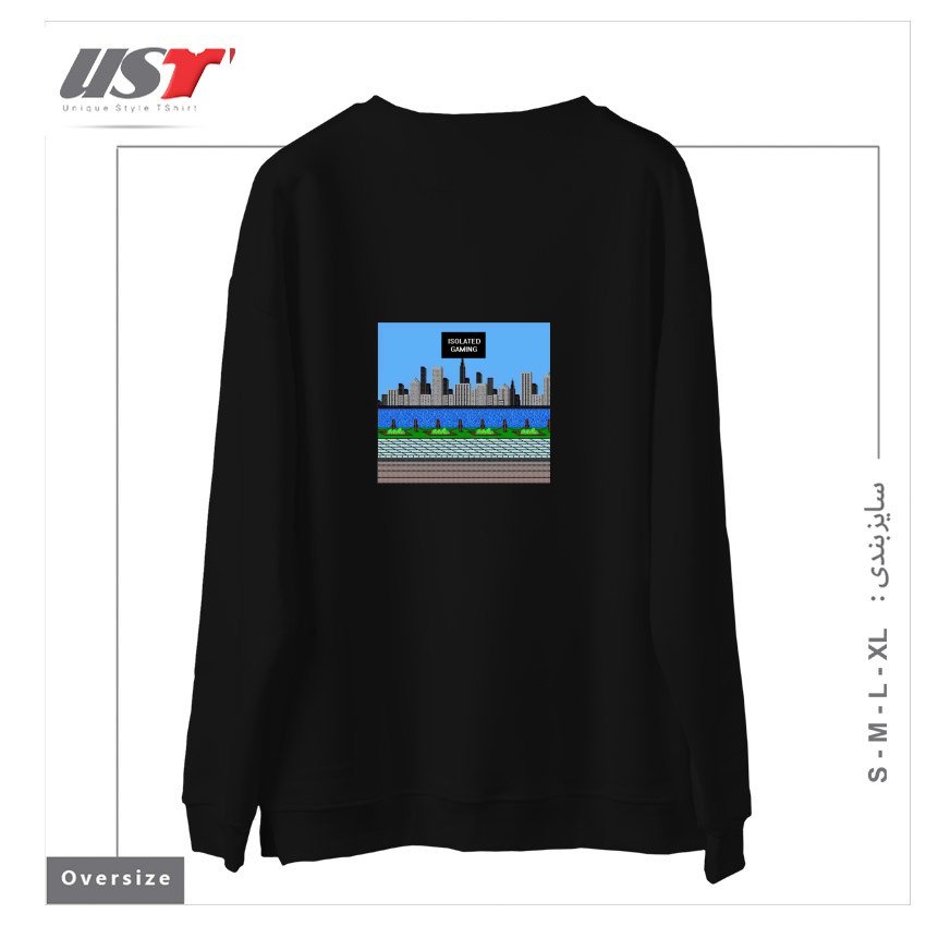 طرح ISOLATED GAMING سوییشرت اورسایزرنگ مشکی