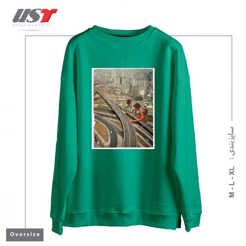 طرح KDS PLAY سوییشرت اورسایزرنگ سبز سدری