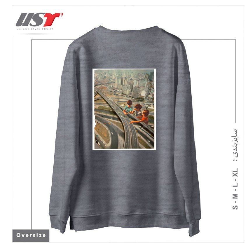 طرح KDS PLAY سوییشرت اورسایزرنگ طوسی ملانژ