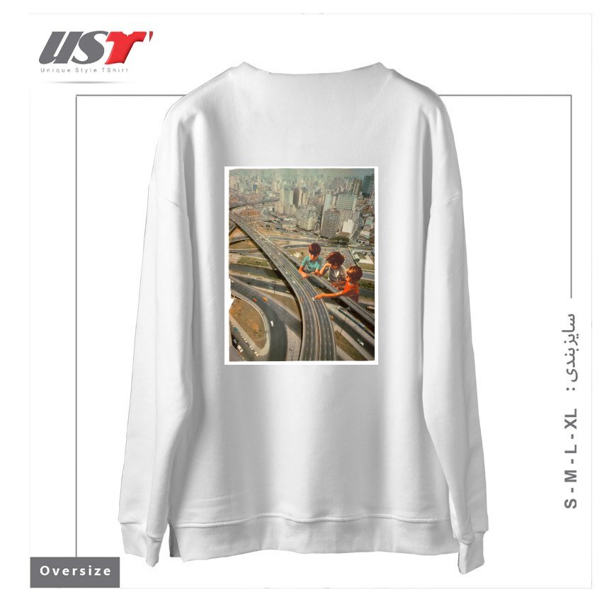 طرح KDS PLAY سوییشرت اورسایزرنگ سفید