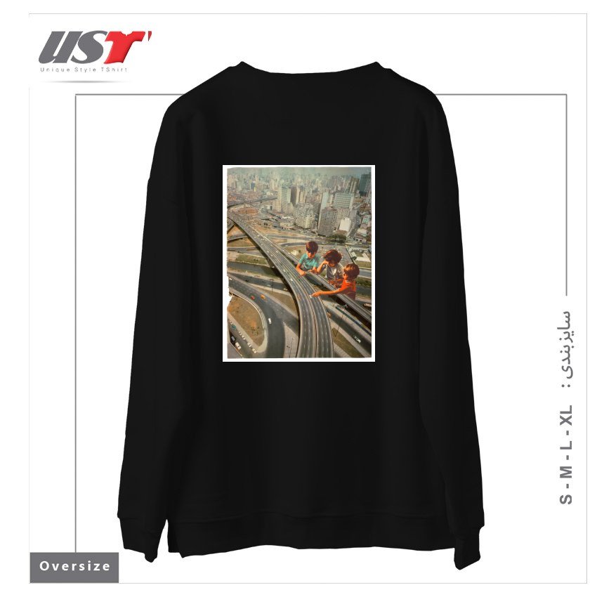 طرح KDS PLAY سوییشرت اورسایزرنگ مشکی