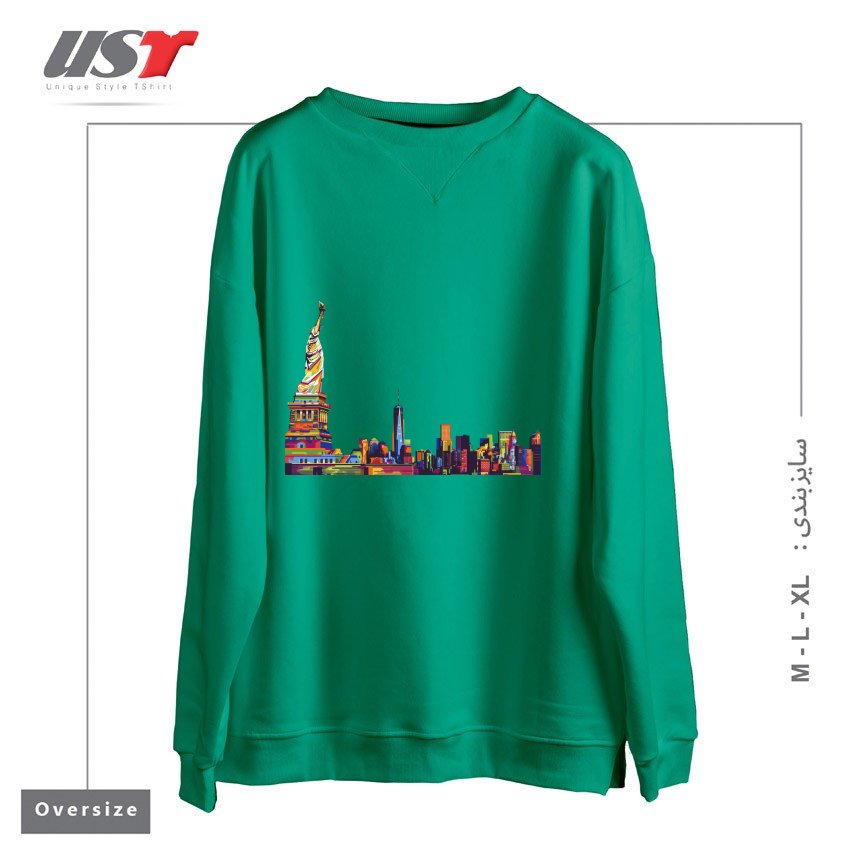 سوییشرت اورسایز طرح NEW YORK SKYLINE