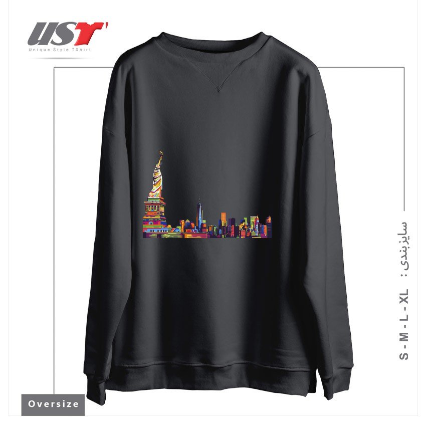 سوییشرت اورسایز طرح NEW YORK SKYLINE