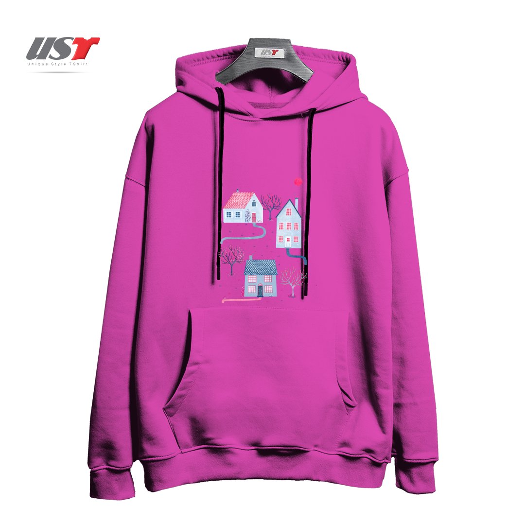 طرح SPRING IN TOWNSVILLE هودی اورسایزرنگ صورتی