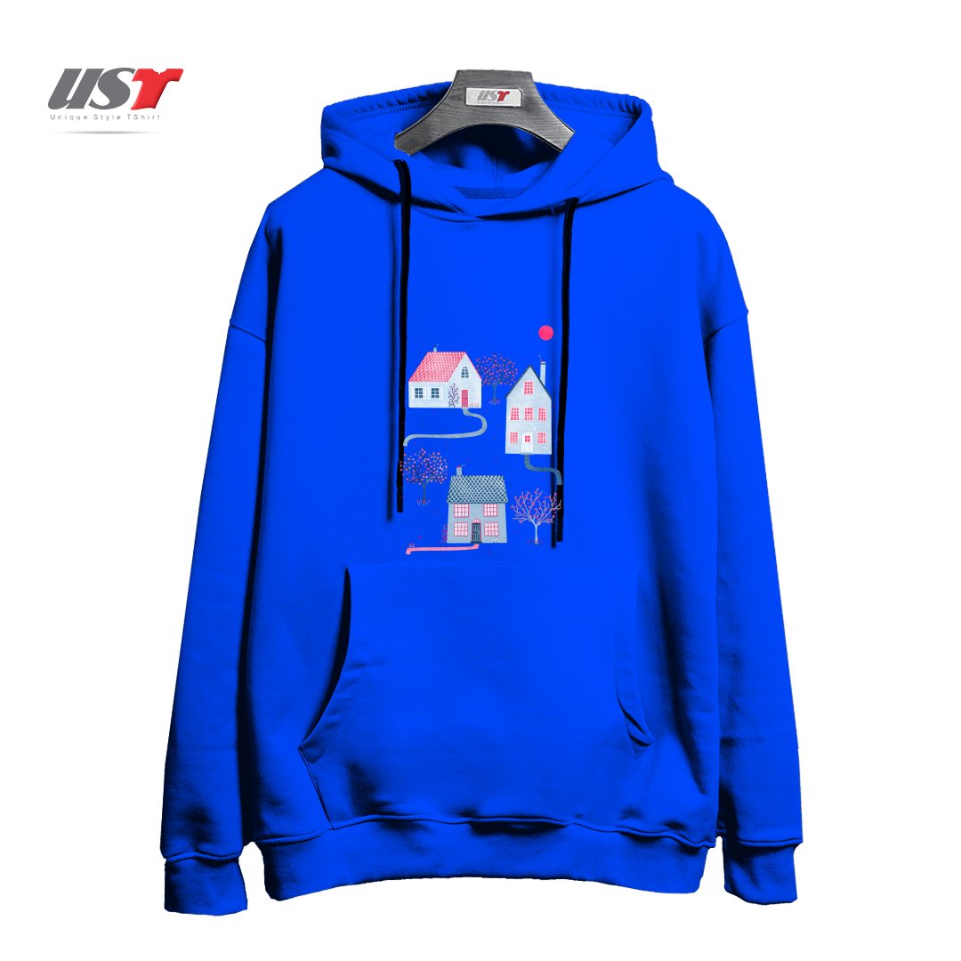 طرح SPRING IN TOWNSVILLE هودی اورسایزرنگ آبی شالی