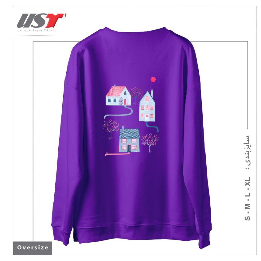 طرح SPRING IN TOWNSVILLE سوییشرت اورسایزرنگ بنفش