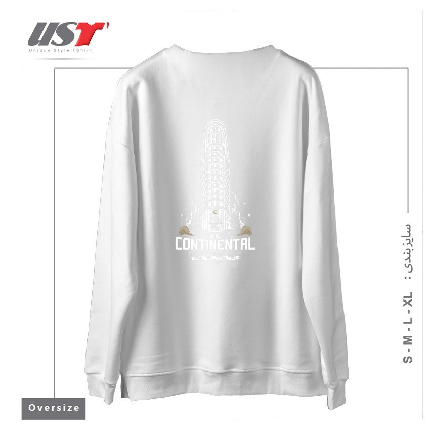 طرح THE CONTINENTAL سوییشرت اورسایزرنگ سفید