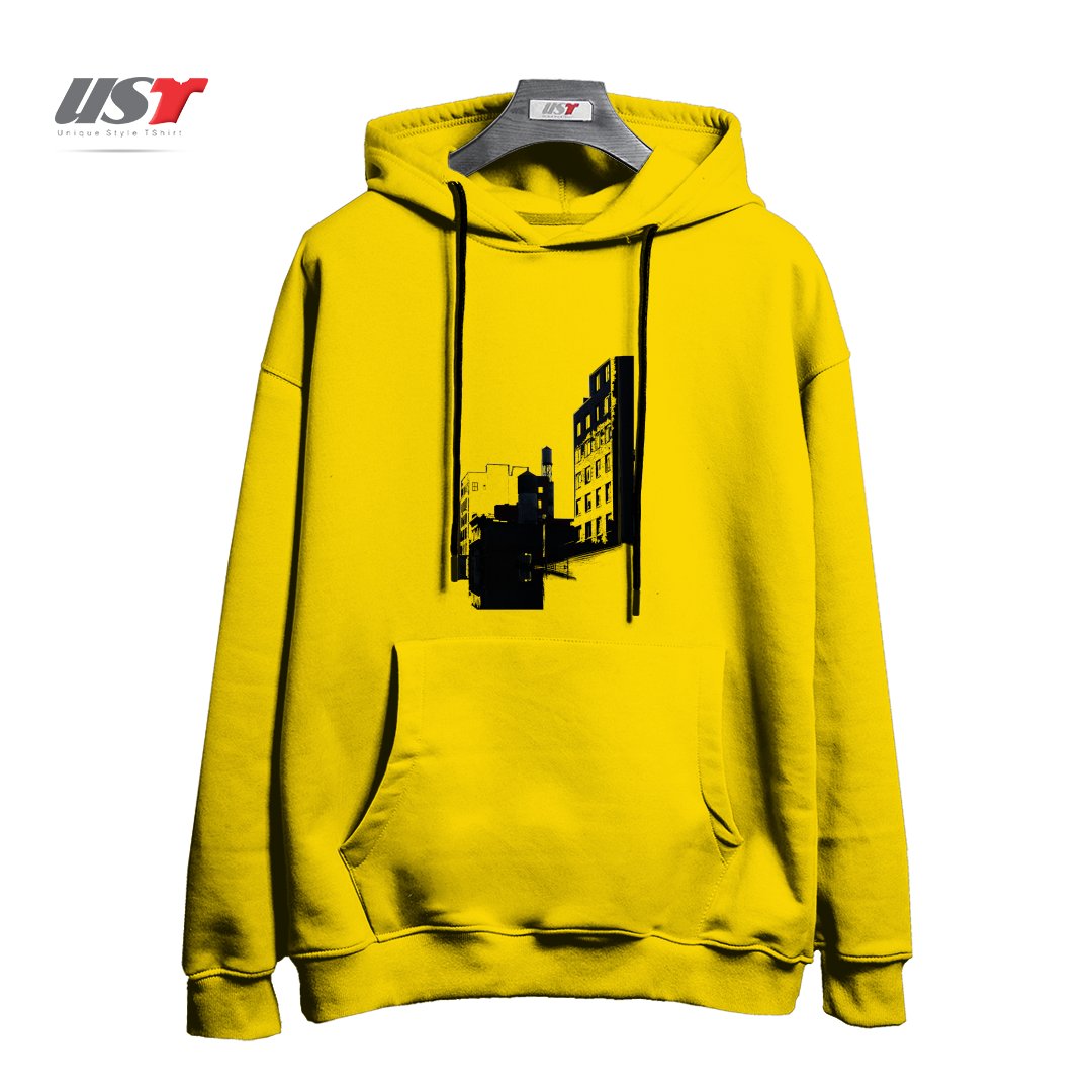 طرح TOWER BUILDING OUTLINE هودی اورسایزرنگ زرد