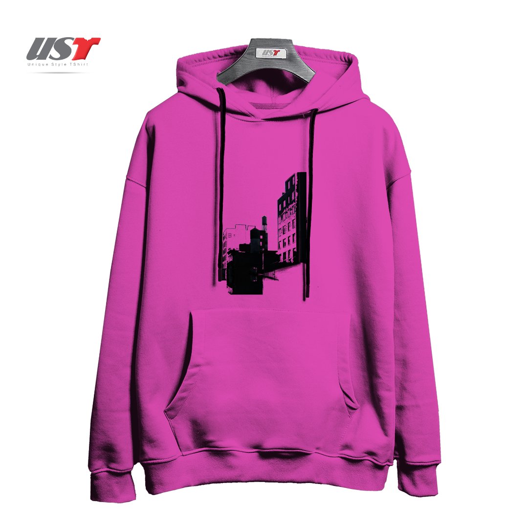 طرح TOWER BUILDING OUTLINE هودی اورسایزرنگ صورتی