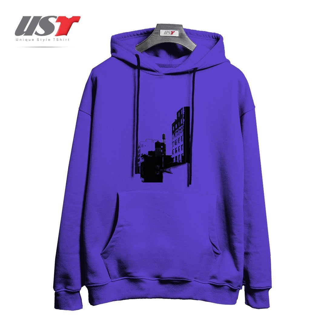 طرح TOWER BUILDING OUTLINE هودی اورسایزرنگ بنفش