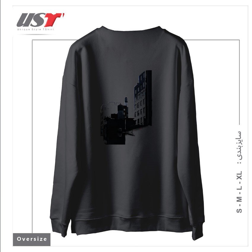 طرح TOWER BUILDING OUTLINE سوییشرت اورسایزرنگ دودی