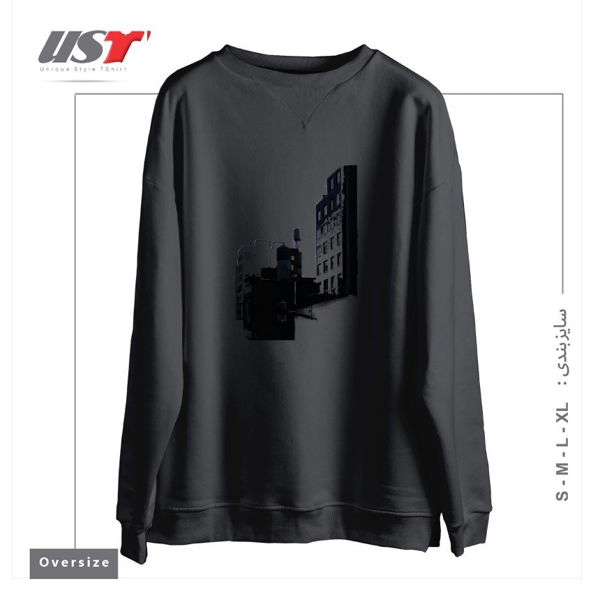 طرح TOWER BUILDING OUTLINE سوییشرت اورسایزرنگ دودی