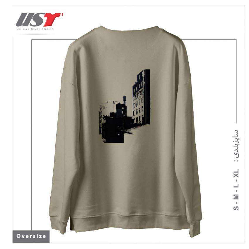 طرح TOWER BUILDING OUTLINE سوییشرت اورسایزرنگ نخودی