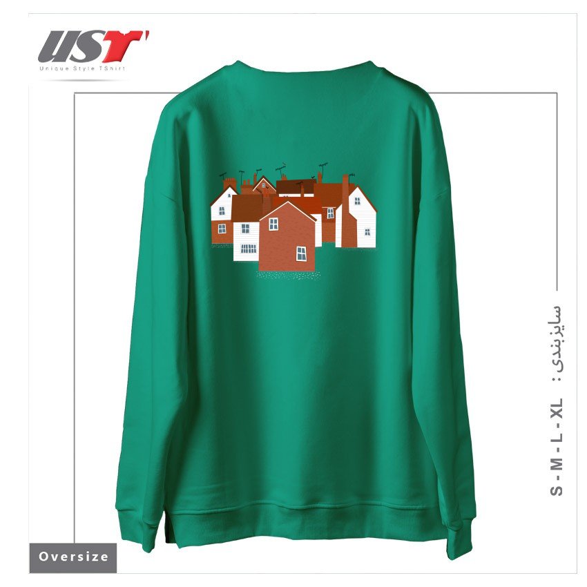 طرح TUNBRIDGE WELLS سوییشرت اورسایزرنگ سبز سدری