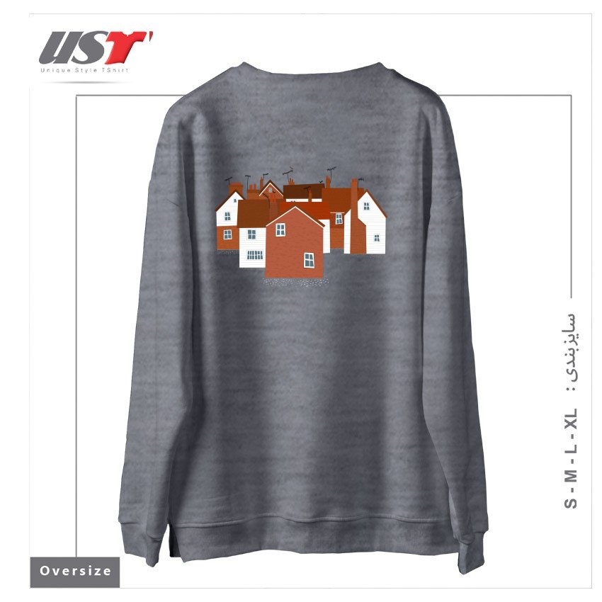 طرح TUNBRIDGE WELLS سوییشرت اورسایزرنگ طوسی ملانژ