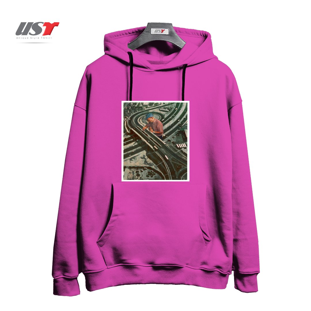 طرح WORKER II هودی اورسایزرنگ صورتی