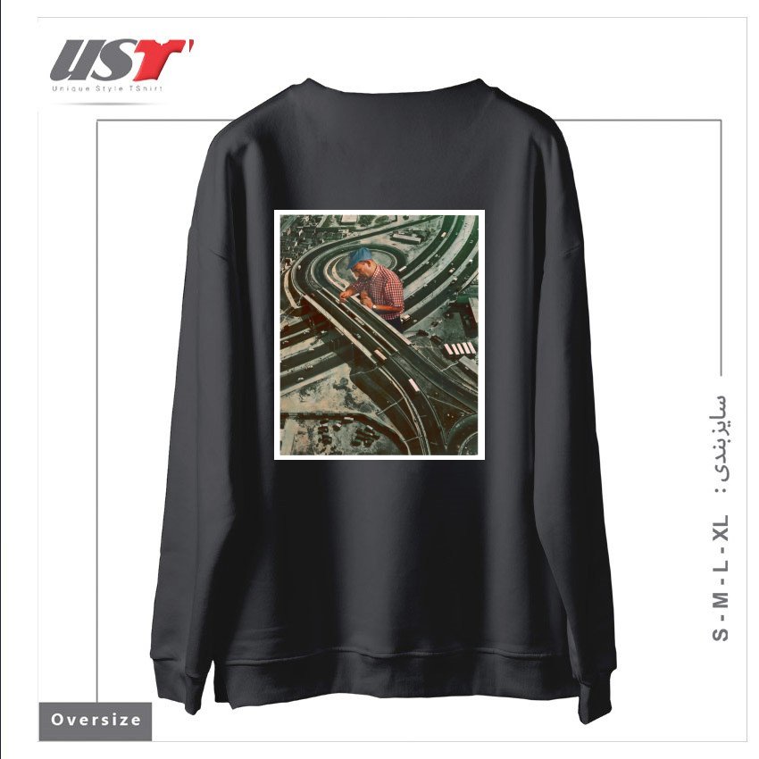 طرح WORKER II سوییشرت اورسایزرنگ دودی