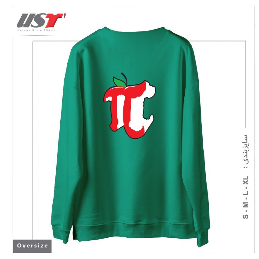 طرح APPLE PI سوییشرت اورسایزرنگ سبز سدری