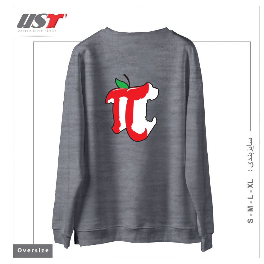 طرح APPLE PI سوییشرت اورسایزرنگ طوسی ملانژ