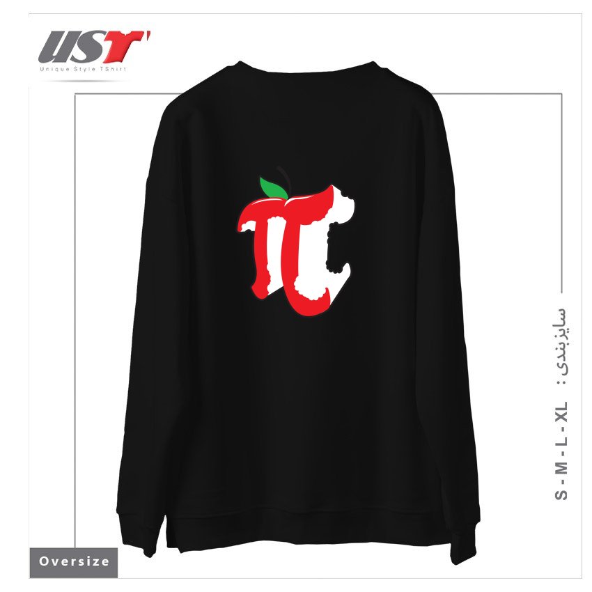 طرح APPLE PI سوییشرت اورسایزرنگ مشکی