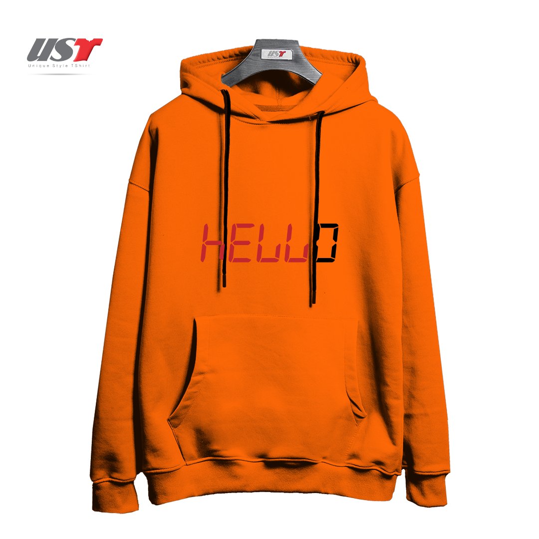 طرح CALCULATOR HELLO هودی اورسایزرنگ نارنجی