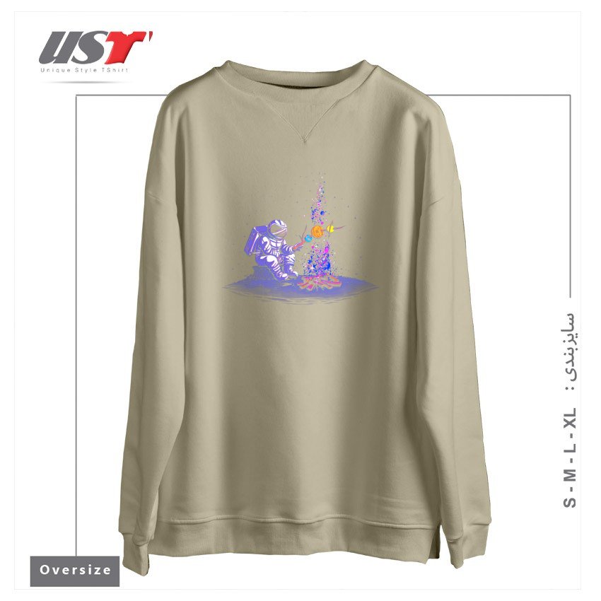طرح spaceman سوییشرت اورسایزرنگ نخودی