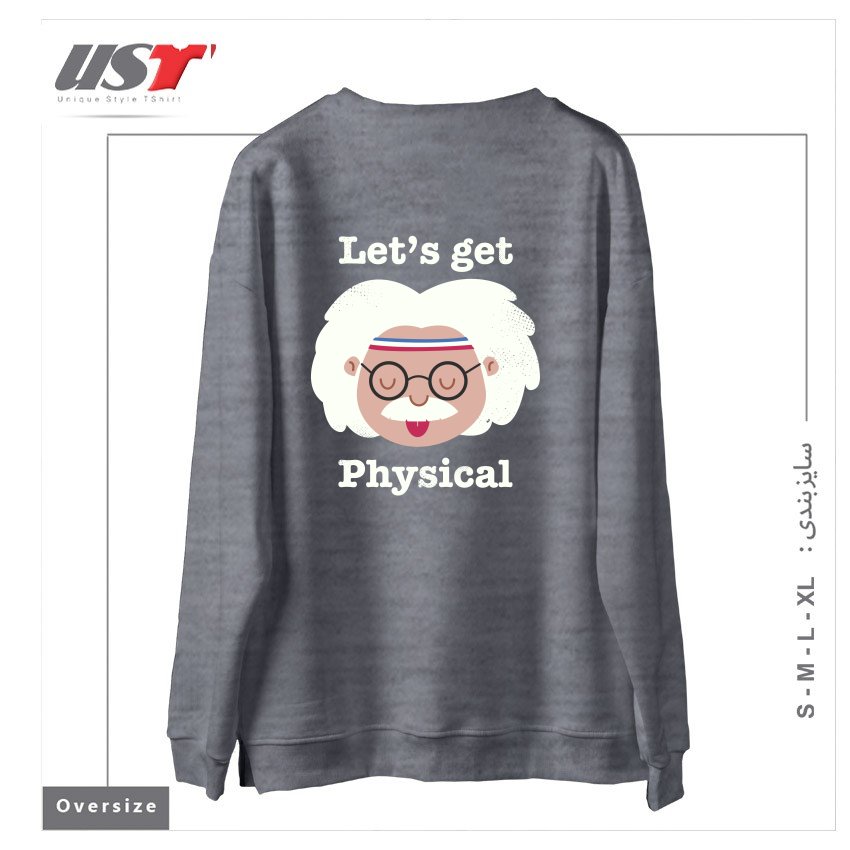 طرح LET'S GET PHYSICAL سوییشرت اورسایزرنگ طوسی ملانژ