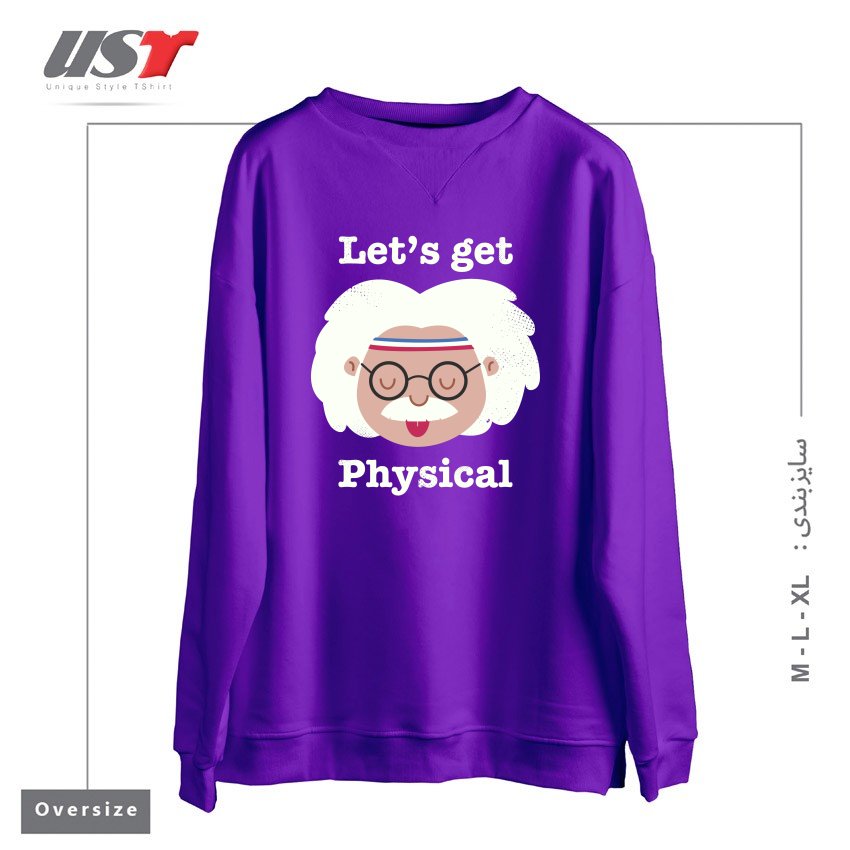طرح LET'S GET PHYSICAL سوییشرت اورسایزرنگ بنفش