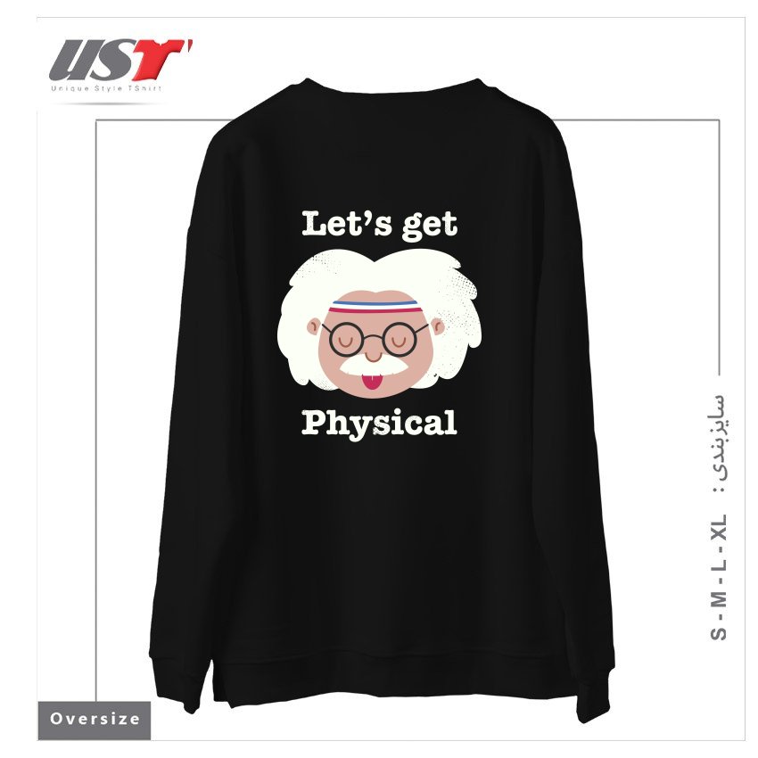 طرح LET'S GET PHYSICAL سوییشرت اورسایزرنگ مشکی