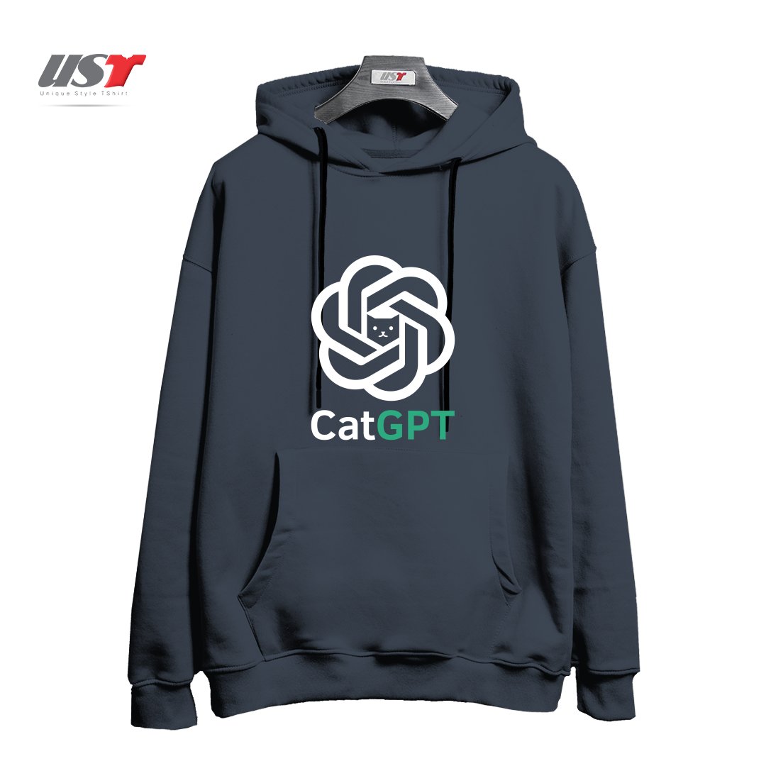 طرح catgpt هودی اورسایزرنگ دودی