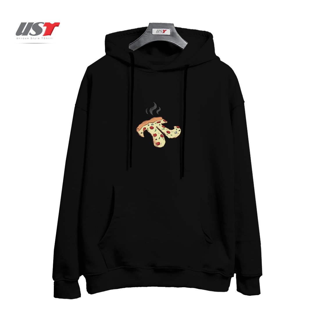 طرح PIZZA PI هودی اورسایزرنگ مشکی