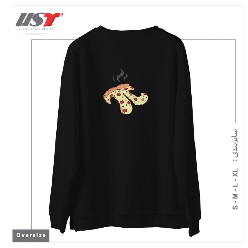 طرح PIZZA PI سوییشرت اورسایزرنگ مشکی