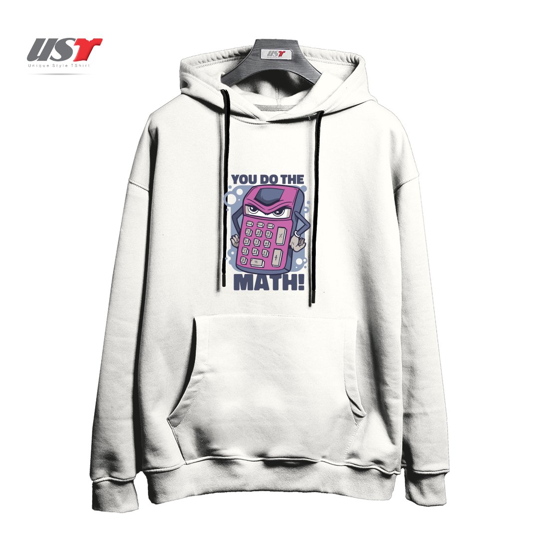 طرح YOU DO THE MATH هودی اورسایزرنگ سفید