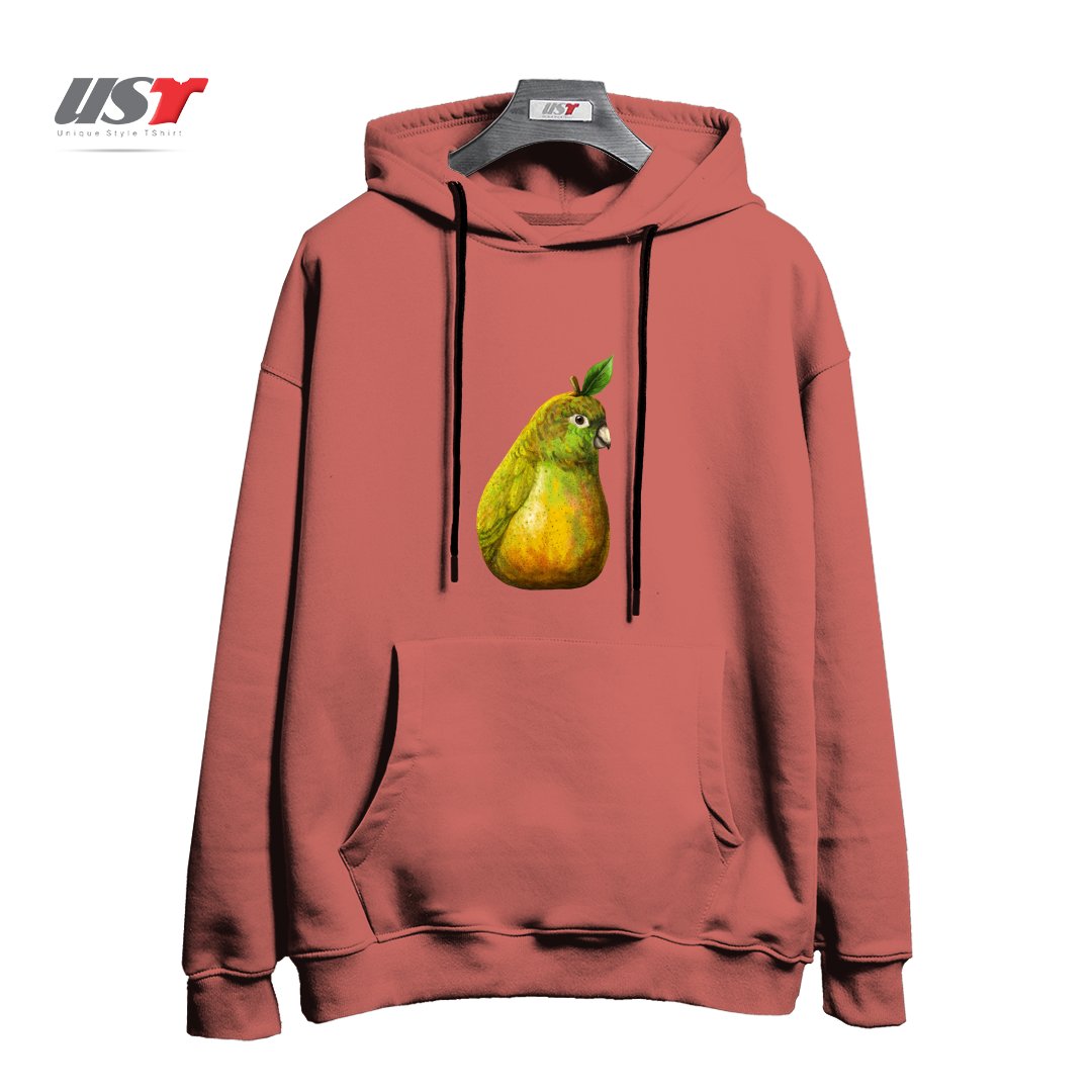 طرح BARTLETT PEARROT هودی اورسایزرنگ آجری