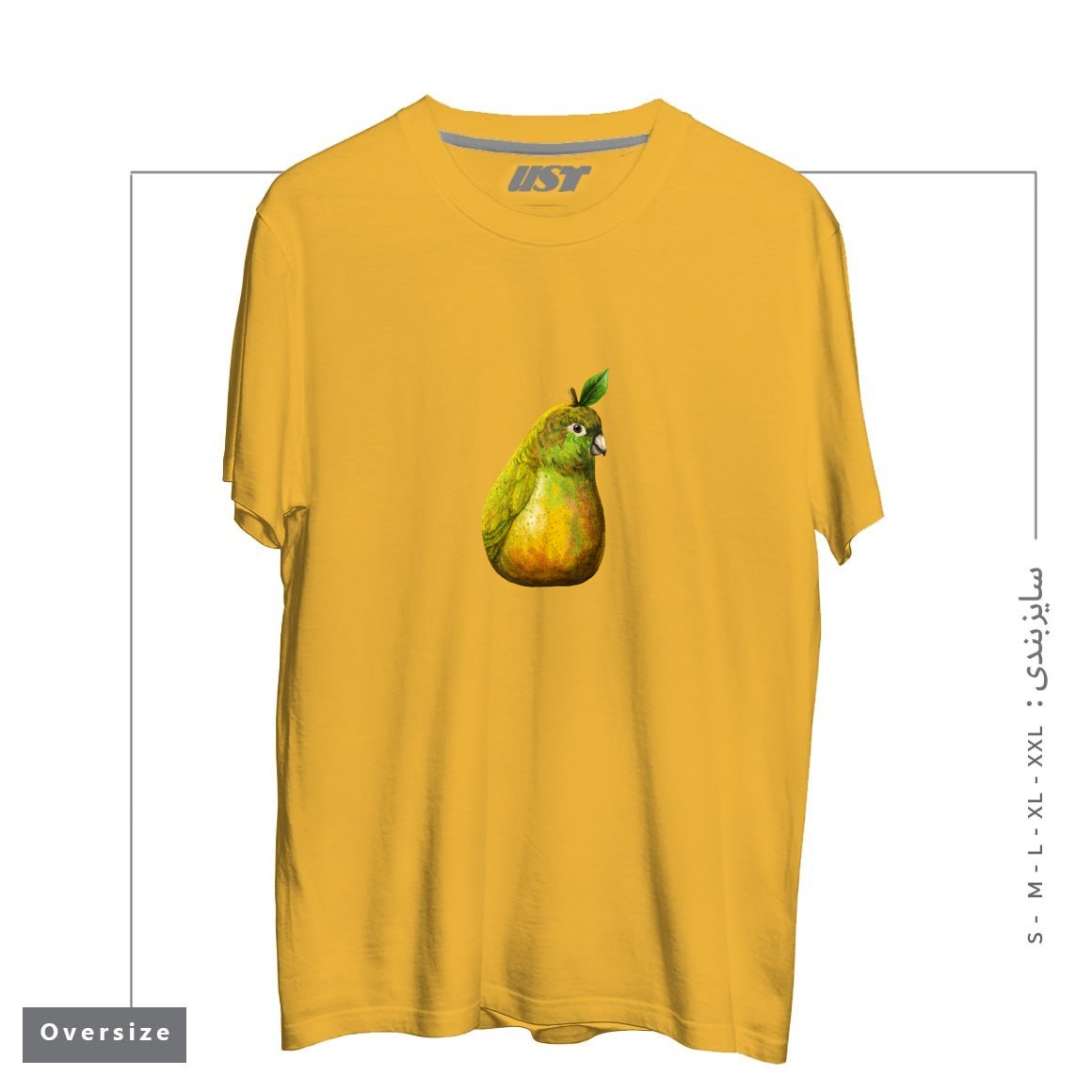 طرح BARTLETT PEARROT تیشرت اورسایزرنگ خردلی