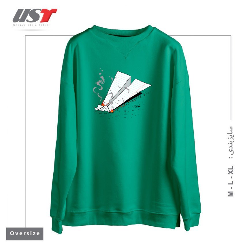 طرح CRASH سوییشرت اورسایزرنگ سبز سدری