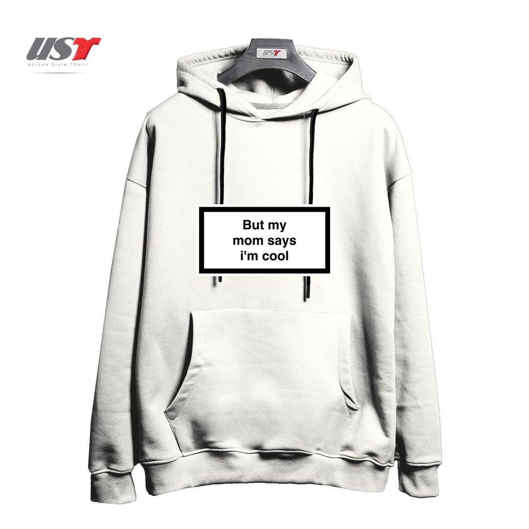 طرح My Mom Says I’m Cool هودی اورسایزرنگ سفید