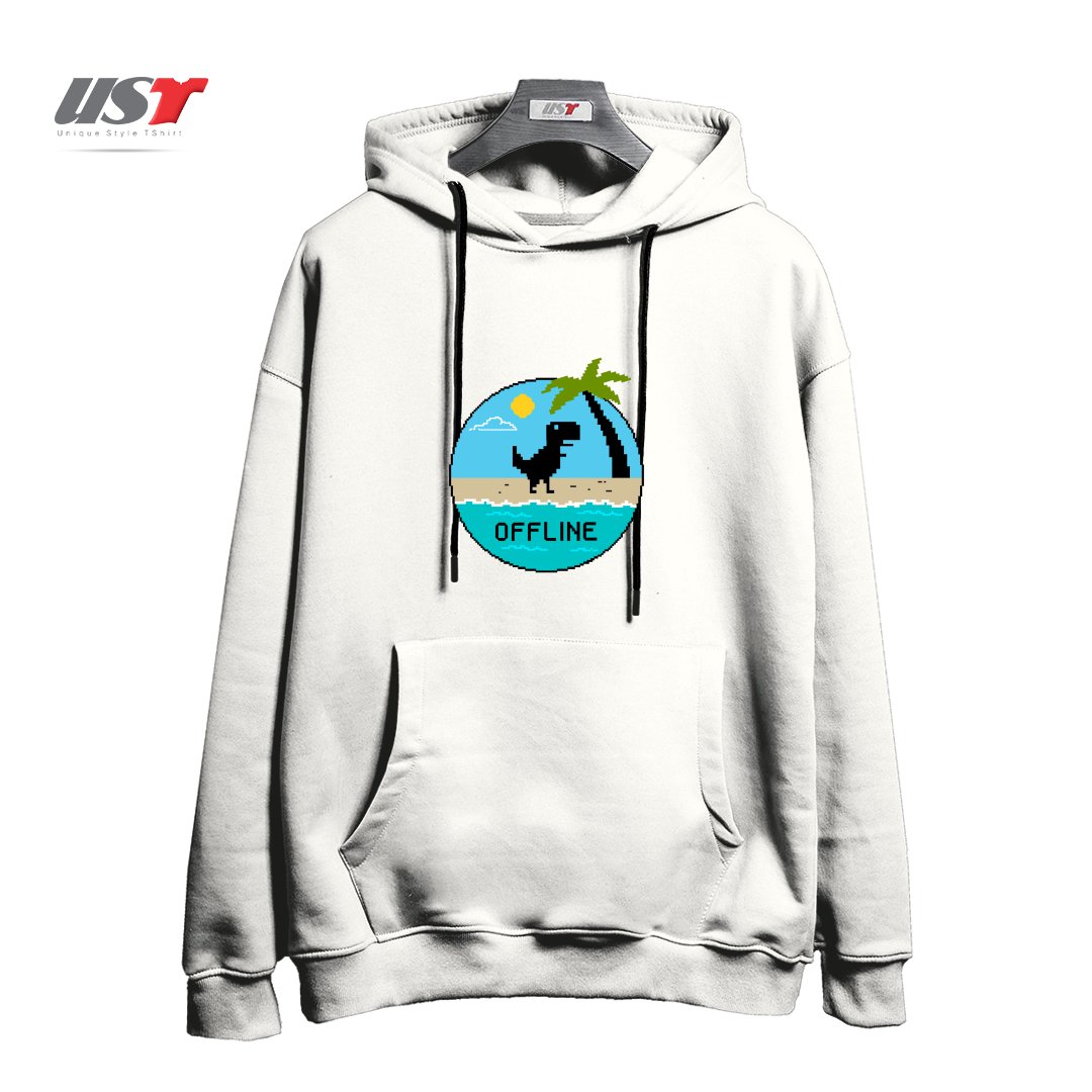 طرح DINOSAUR OFFLINE هودی اورسایزرنگ سفید
