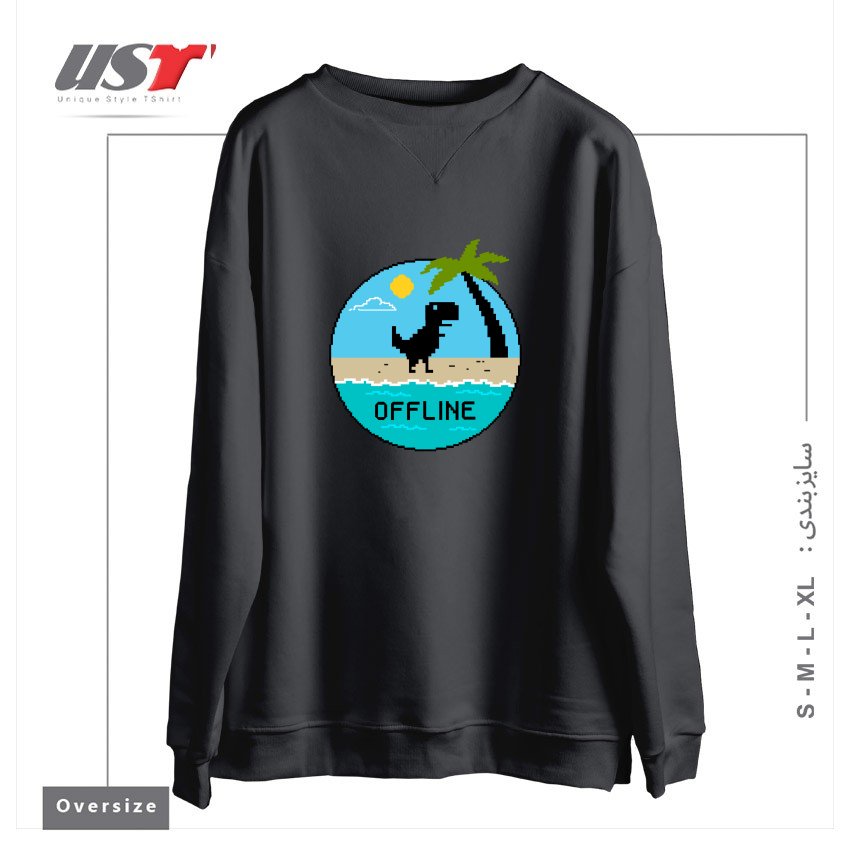 سوییشرت اورسایز طرح DINOSAUR OFFLINE