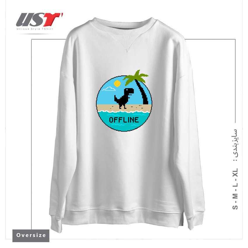 سوییشرت اورسایز طرح DINOSAUR OFFLINE