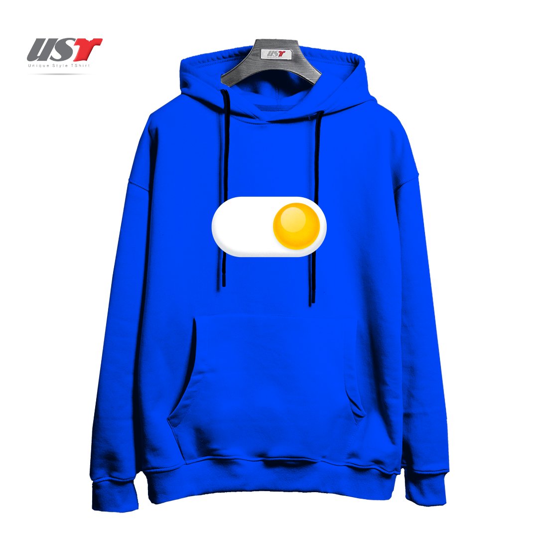 طرح EGG ME ON هودی اورسایزرنگ آبی شالی