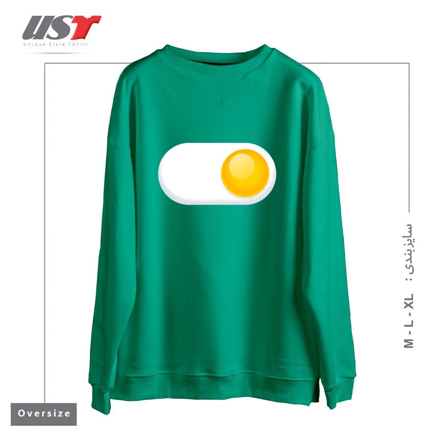 طرح EGG ME ON سوییشرت اورسایزرنگ سبز سدری