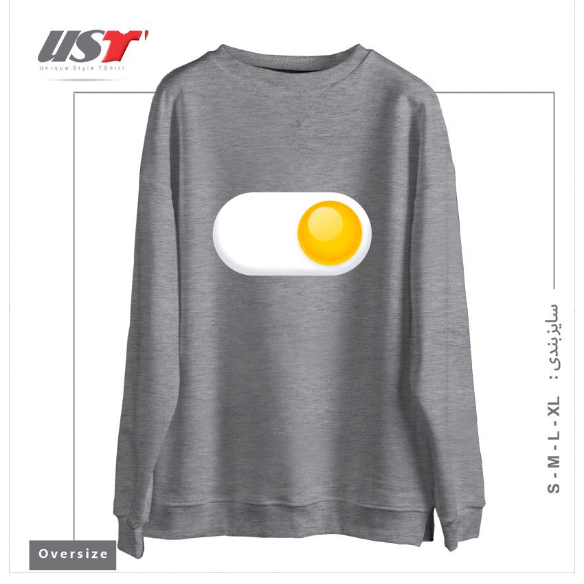 طرح EGG ME ON سوییشرت اورسایزرنگ طوسی ملانژ