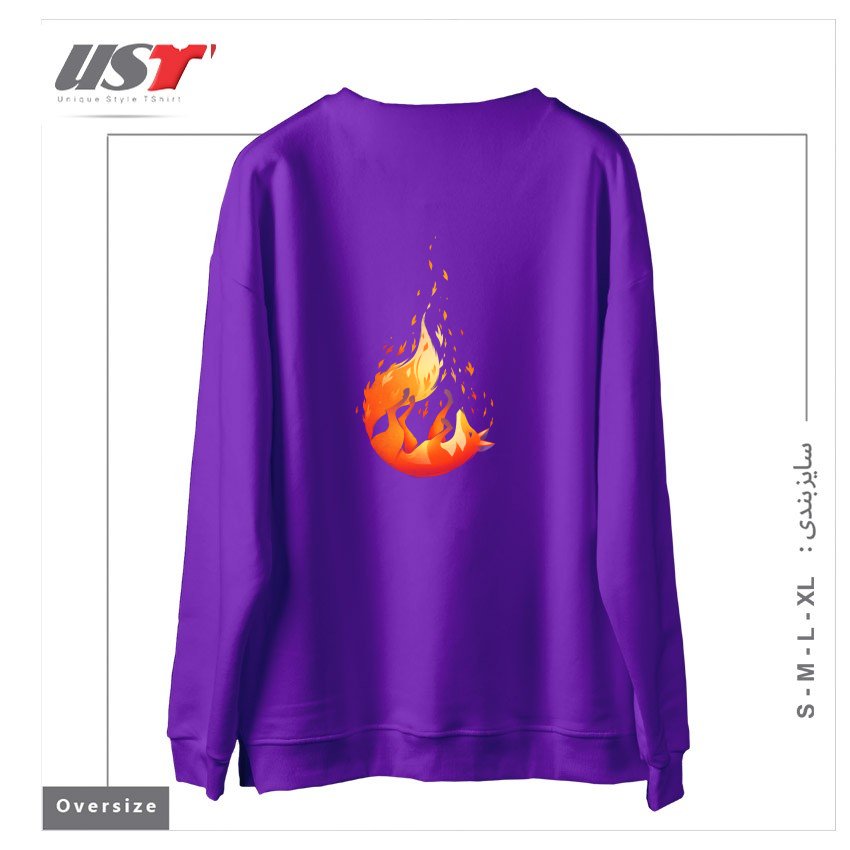 طرح FALLING FOX سوییشرت اورسایزرنگ بنفش