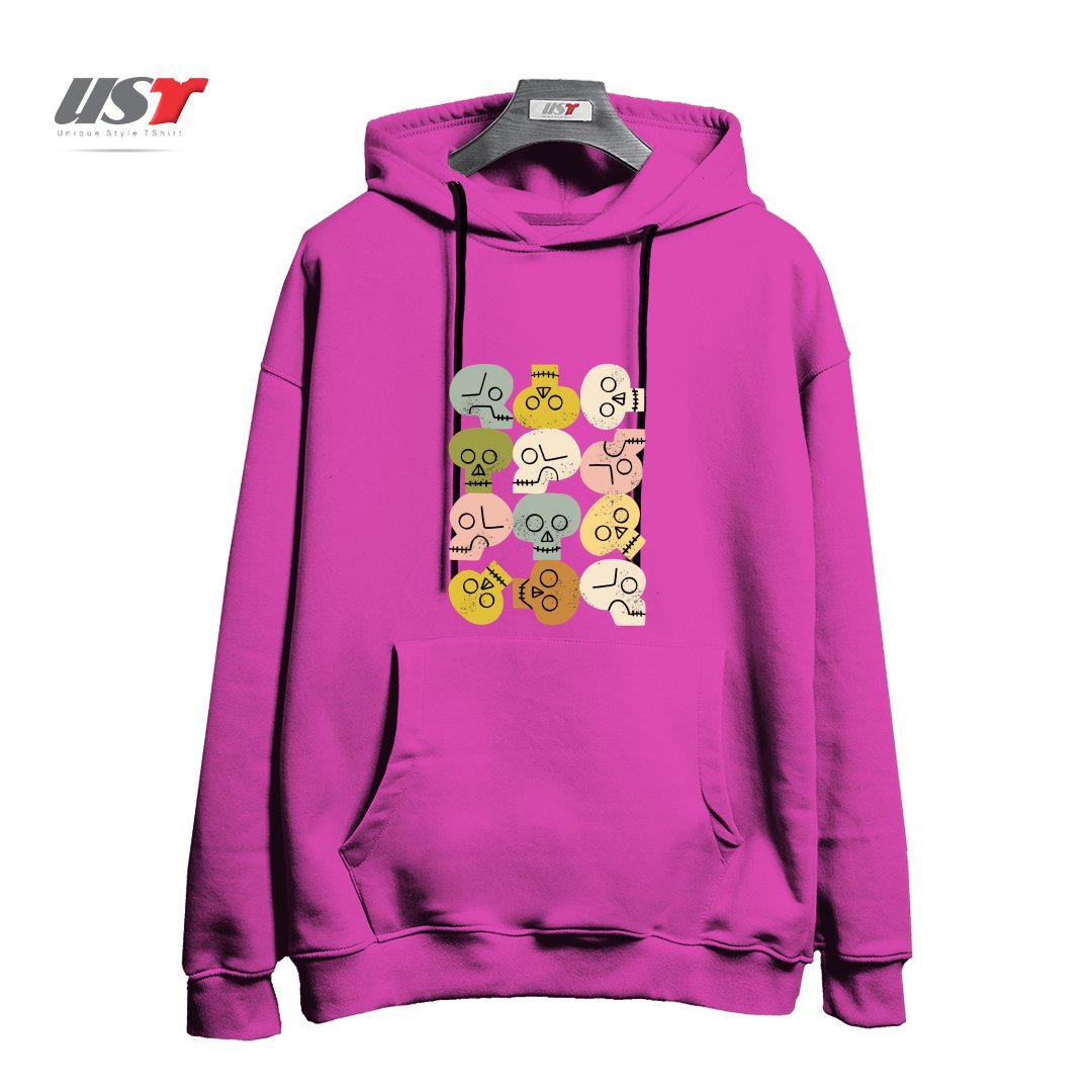 هودی اورسایز طرح HAPPY SKULLS
