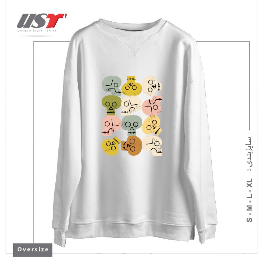 سوییشرت اورسایز طرح HAPPY SKULLS