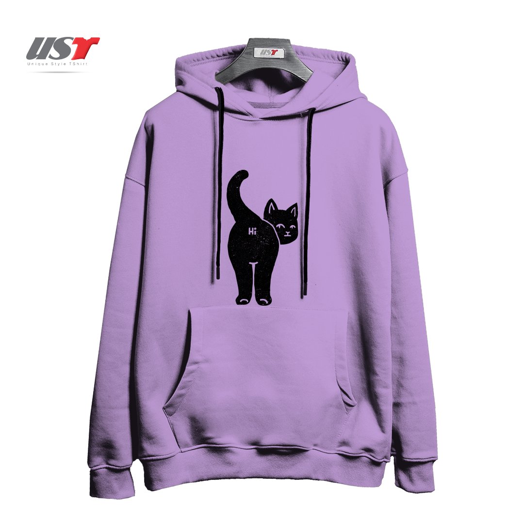 طرح HELLO CAT BUTT MINIMALIST BLACK BY TOBE FONSECA هودی اورسایزرنگ یاسی