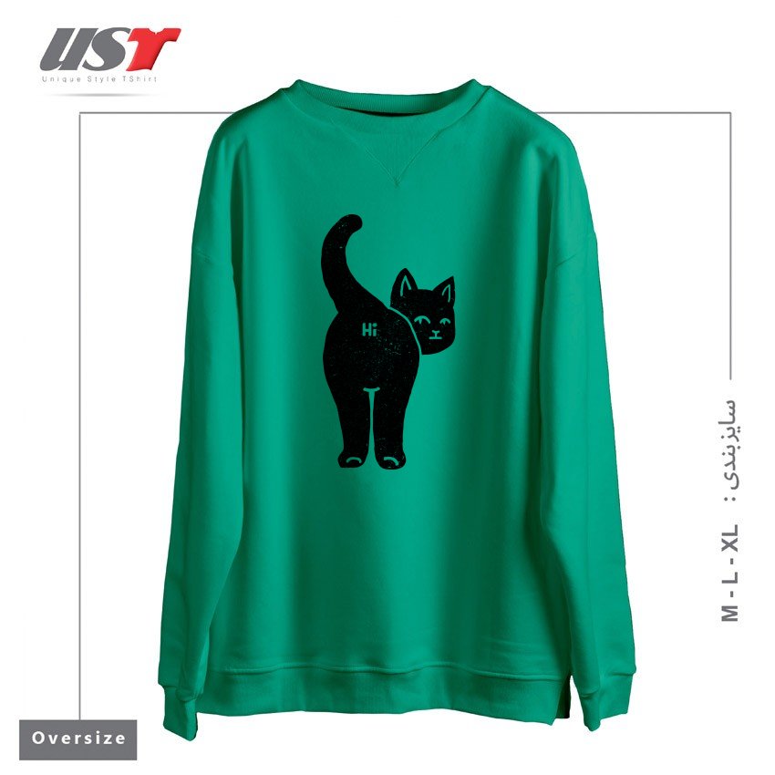 سوییشرت اورسایز طرح HELLO CAT BUTT MINIMALIST BLACK BY TOBE FONSECA
