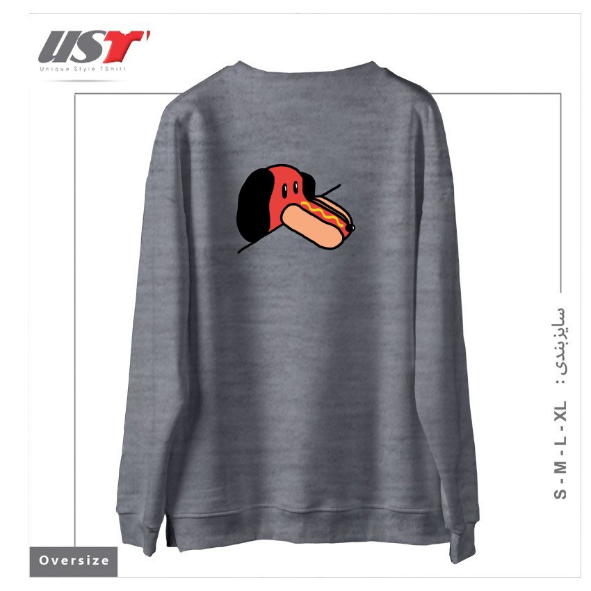 طرح JUST A WEIRD SCENE # 32 سوییشرت اورسایزرنگ طوسی ملانژ