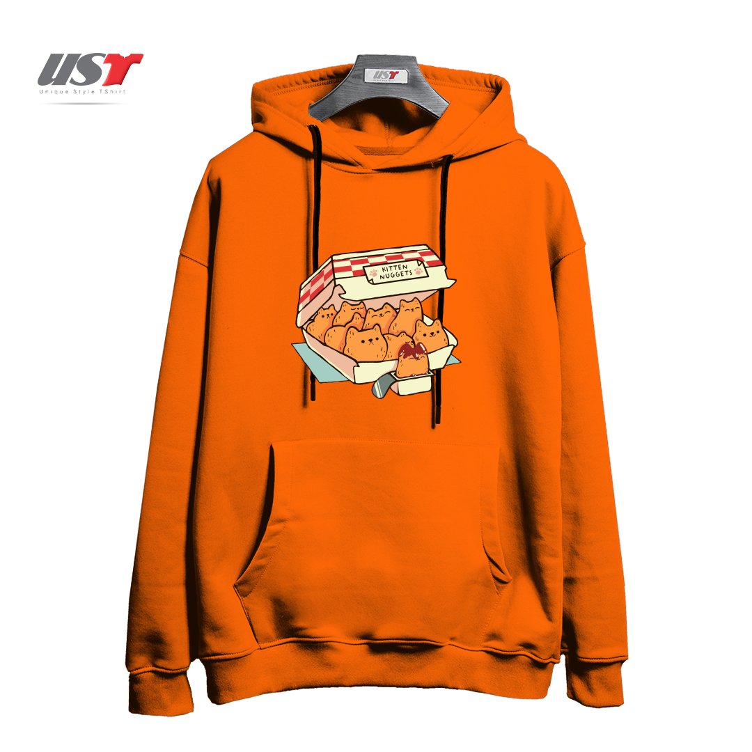 طرح KITTEN NUGGETS FAST FOOD CAT BY TOBE FONSECA هودی اورسایزرنگ نارنجی